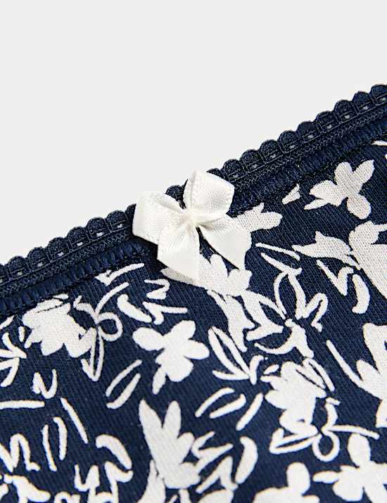 Lot de 5 shortys taille basse en coton et Lycra&trade; avec imprim&eacute;