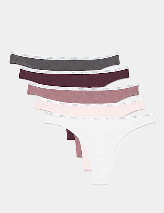 5pk Cotton Rich Low Rise Thongs