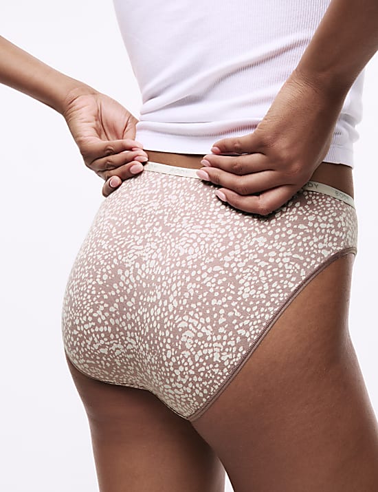 4pk Cotton Rich High Leg Knickers