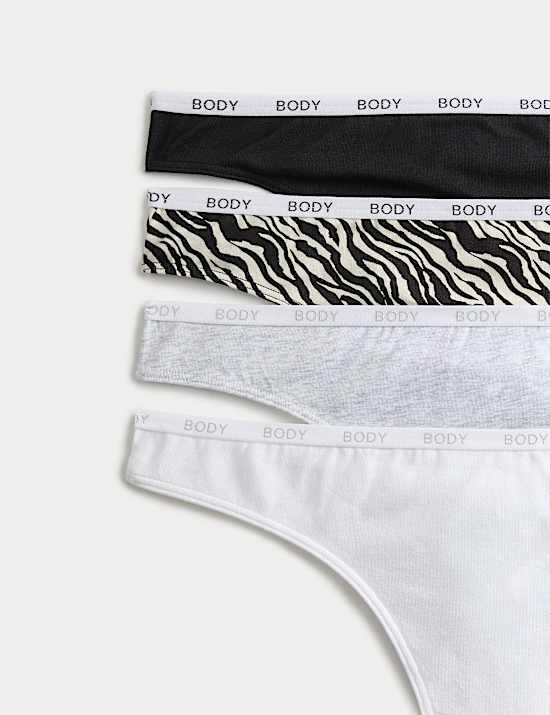 4pk Cotton Rich Thongs