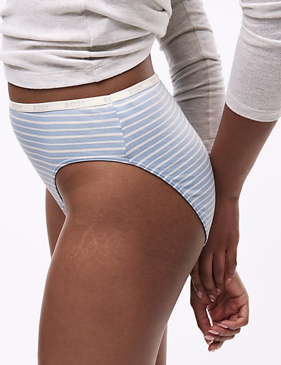 4pk Cotton Rich High Waisted High Leg Knickers