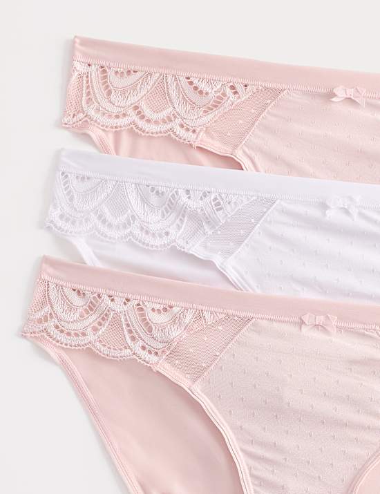 Pack de 3 braguitas bikini Amelia con encaje