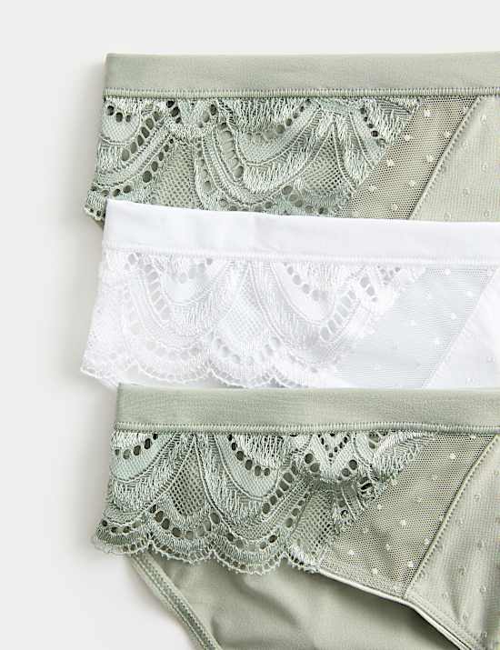 3pk Amelia Lace Bikini Knickers