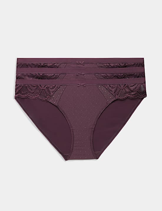 3pk Amelia Lace Bikini Knickers