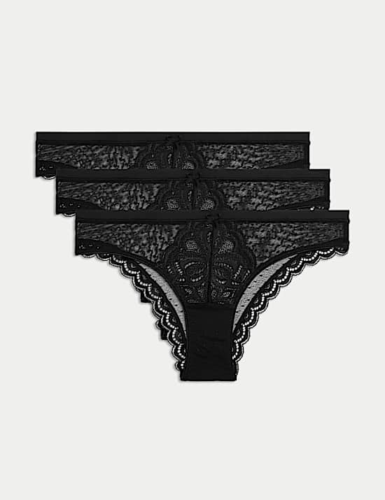 3pk Amelia Lace Brazilian Knickers