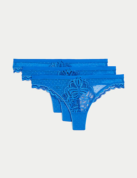 3pk Amelia Lace Thongs