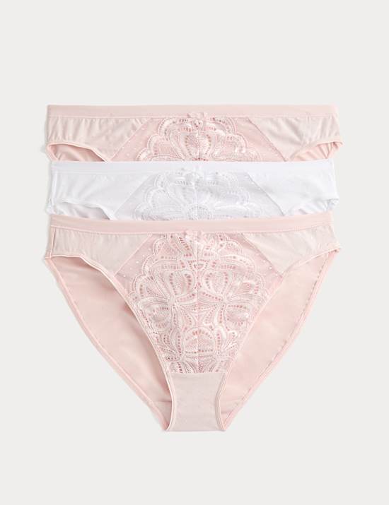 Lot de 3 culottes coupe &eacute;chancr&eacute;e Amelia &agrave; dentelle