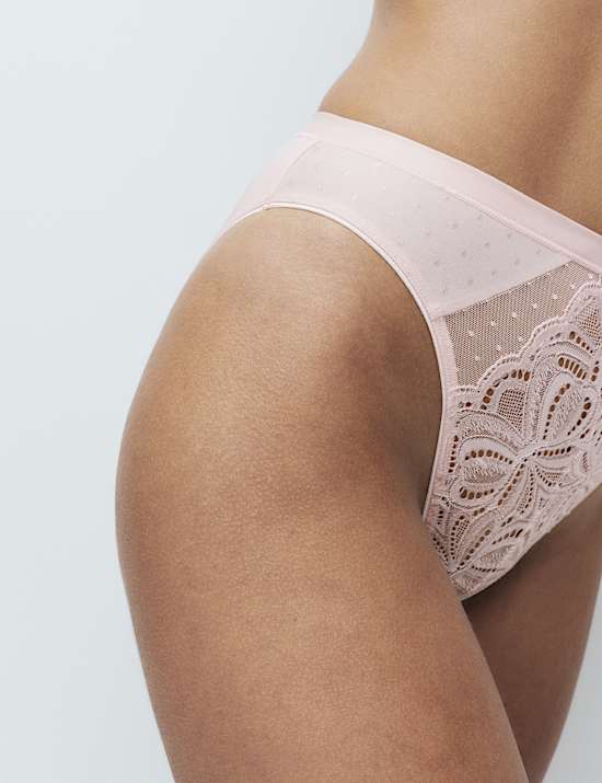 Lot de 3 culottes coupe &eacute;chancr&eacute;e Amelia &agrave; dentelle