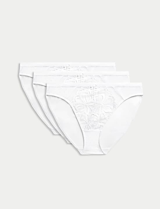 3pk Amelia Lace High Leg Knickers