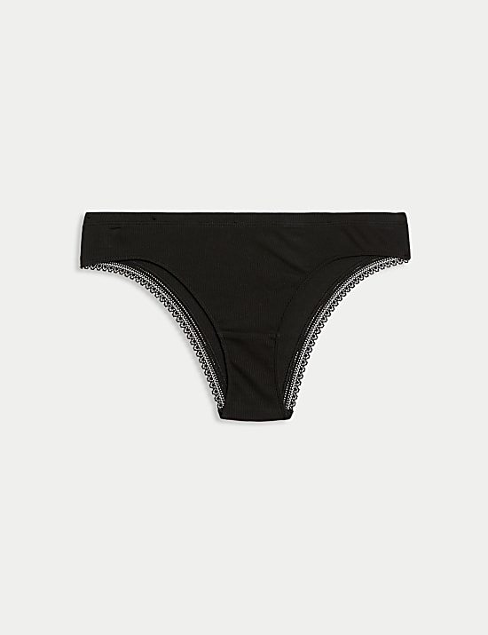Cotton Rich Rib Brazilian Knickers