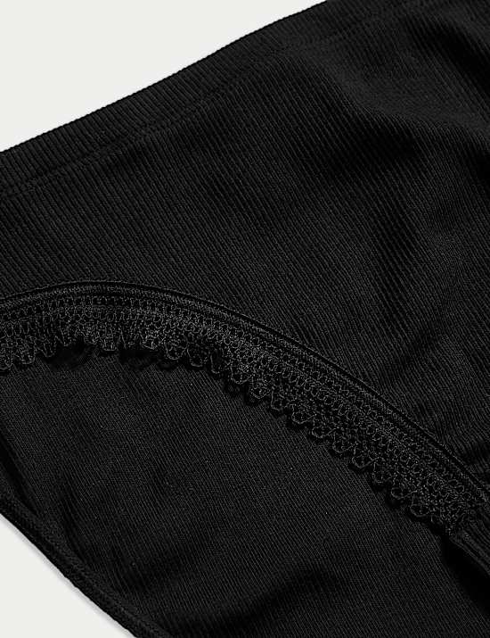 Cotton Rich Rib High Leg Knickers