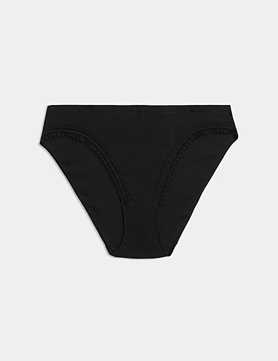 Cotton Rich Rib High Leg Knickers