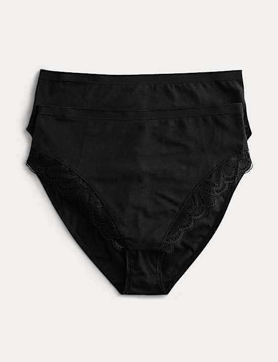 2pk Amelia Lace Cotton Rich Shaping Knickers
