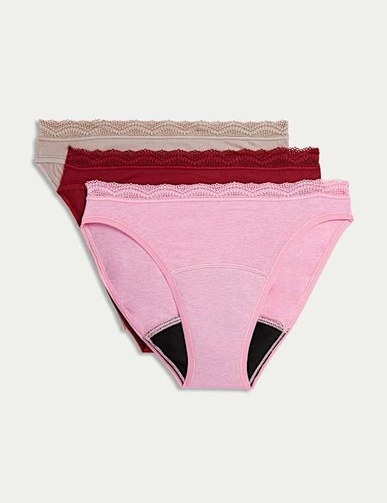 Lot de 3 culottes menstruelles coupe &eacute;chancr&eacute;e ultra-absorbantes