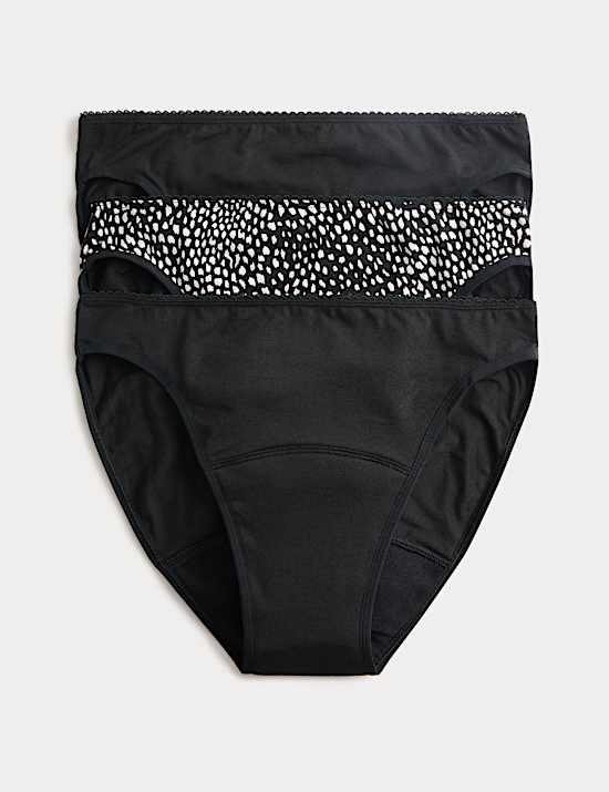 3pk Heavy Absorbency Period High Leg Knickers