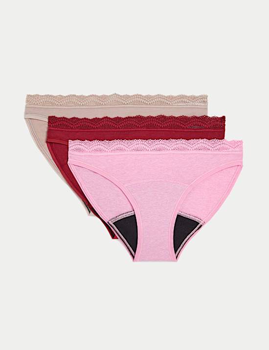 3pk Heavy Absorbency Period Bikini Knickers