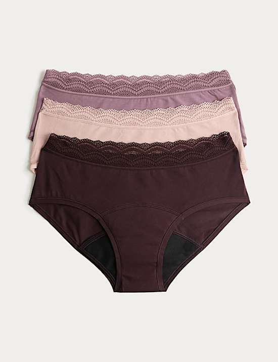 Zabudowane majtki menstruacyjne o dużej chłonności, 3 pary