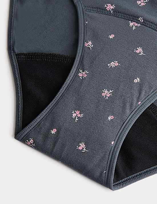 2er-Pack Perioden-Bikinislips mit Bl&uuml;mchendesign