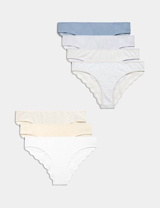 Lot de 7 tangas coupe taille basse en coton