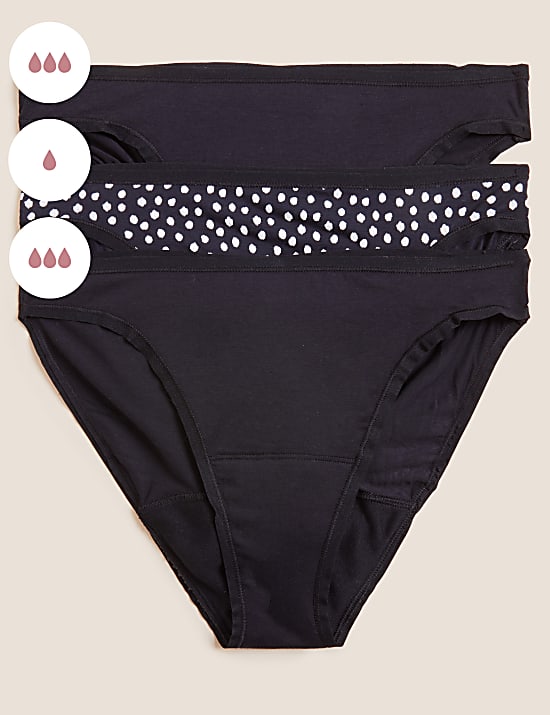 3pk Mixed Absorbency Period High Leg Knickers