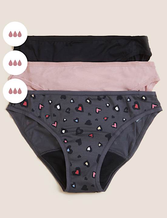 3pk Heavy Absorbency Period Bikini Knickers