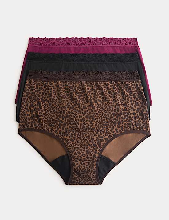 Pack de 3 braguitas altas menstruales de alta absorci&oacute;n