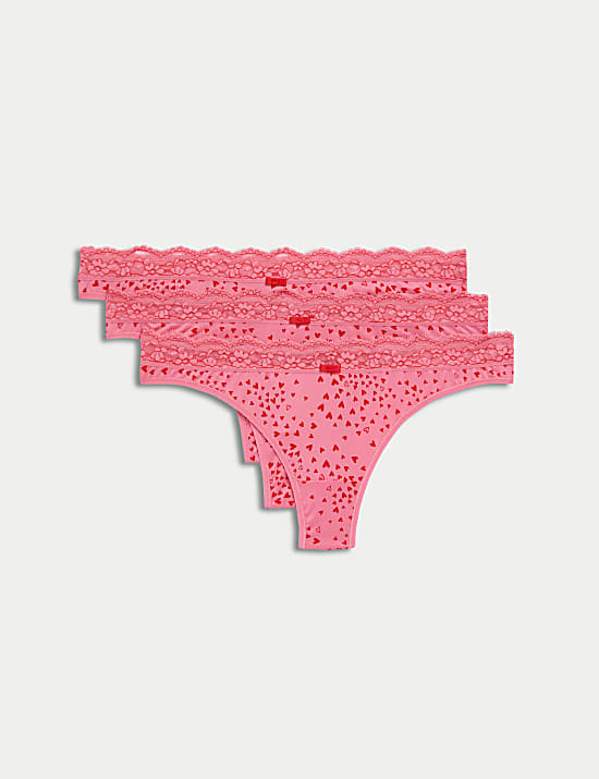 3pk Printed Thongs