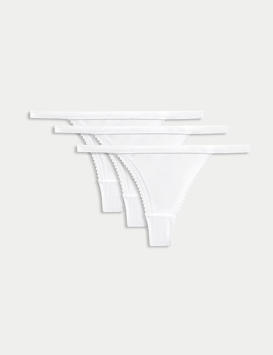 3pk Cotton Rich Ribbed Thongs