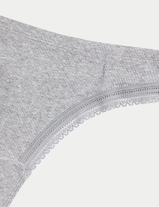 3pk Cotton Rich Ribbed Thongs