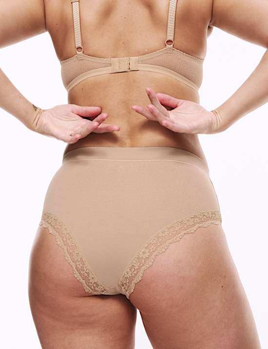 3pk Cotton Rich Lace Brazilian Stoma Knickers