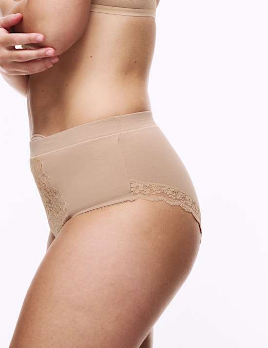 3pk Cotton Rich Lace Brazilian Stoma Knickers