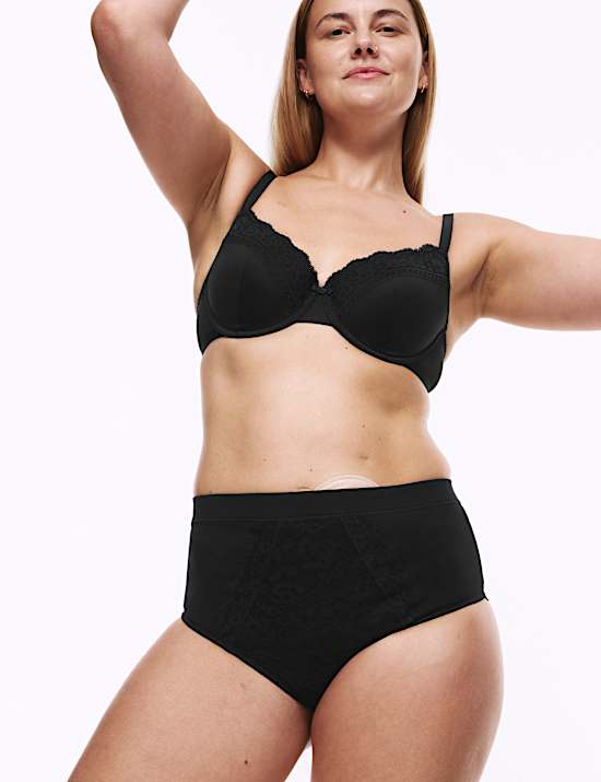 Lot de 3 culottes brésiliennes en coton orné de dentelle, adaptées aux poches de stomie