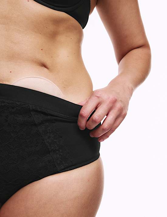 Lot de 3 culottes brésiliennes en coton orné de dentelle, adaptées aux poches de stomie