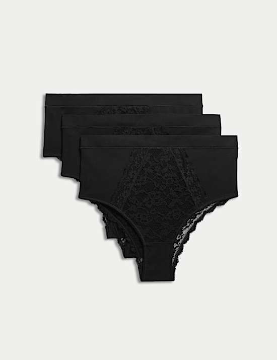 Lot de 3 culottes brésiliennes en coton orné de dentelle, adaptées aux poches de stomie