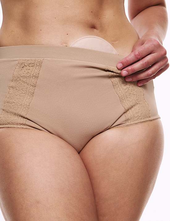 3pk Cotton Rich Lace Full Brief Stoma Knickers