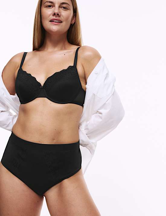 3pk Cotton Rich Lace High Waisted Stoma Thongs