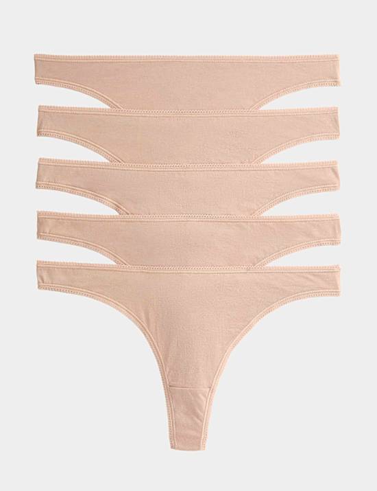 5pk Pure Cotton Thongs