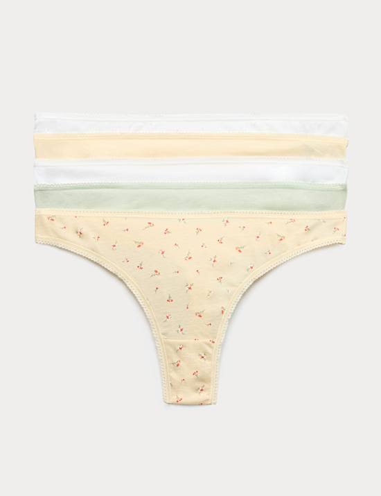 5pk Pure Cotton Thongs