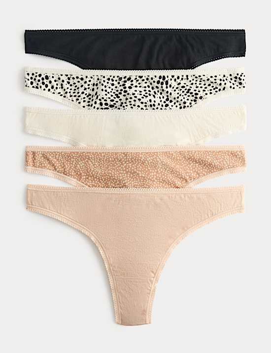 5pk Pure Cotton Thongs