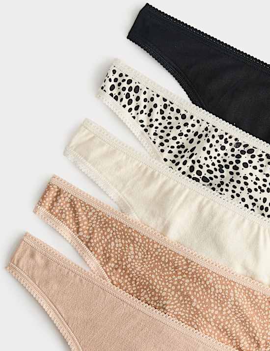 5pk Pure Cotton Thongs