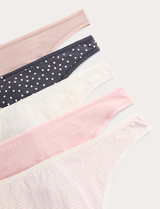 5pk Pure Cotton Thongs