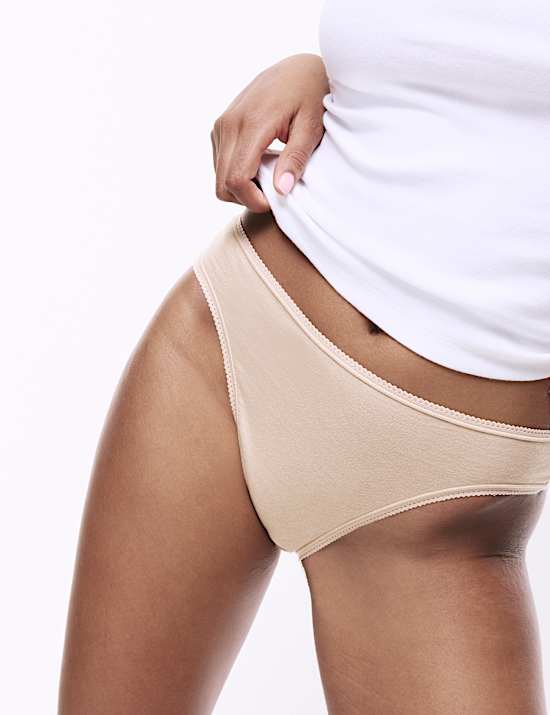 5pk Pure Cotton High Leg Knickers