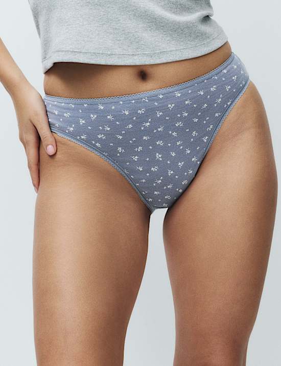 5pk Pure Cotton High Leg Knickers