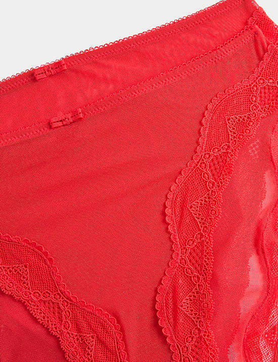 2 Pack Floral Mesh High Leg Knickers