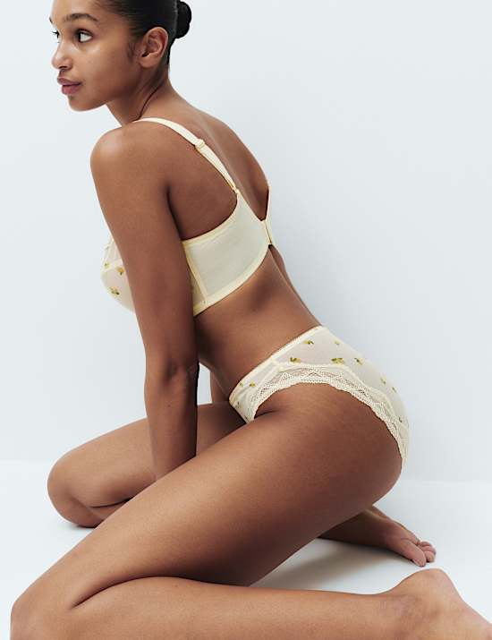 2 Pack Floral Mesh High Leg Knickers