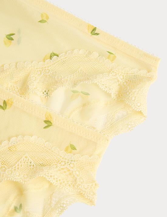 2 Pack Floral Mesh High Leg Knickers