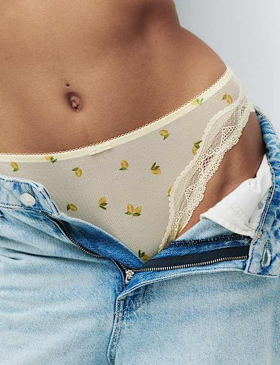 2 Pack Floral Mesh High Leg Knickers