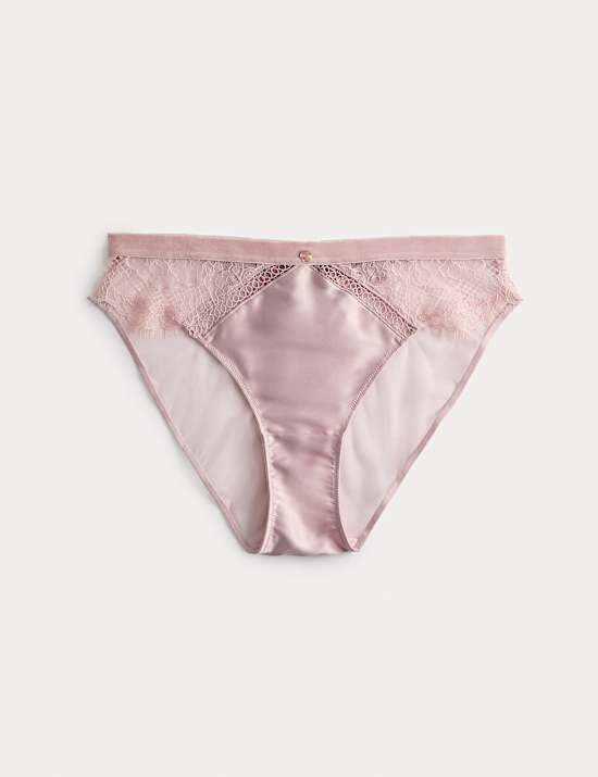 Saffron Satin & Lace High Leg Knickers