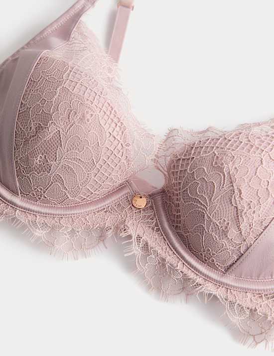 Saffron Satin & Lace Wired Plunge Bra (A-E)
