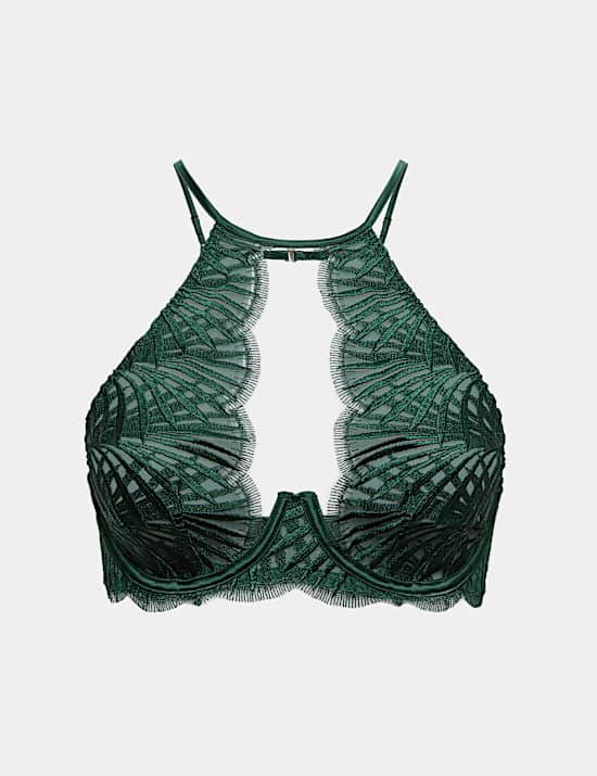 Reverie Embroidery High-Neck Plunge Bra A-E